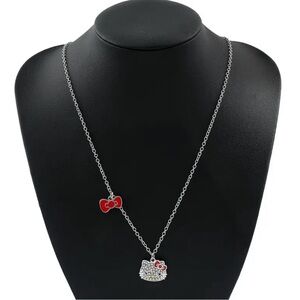 Hello Kitty Silver Necklace with Red Accents